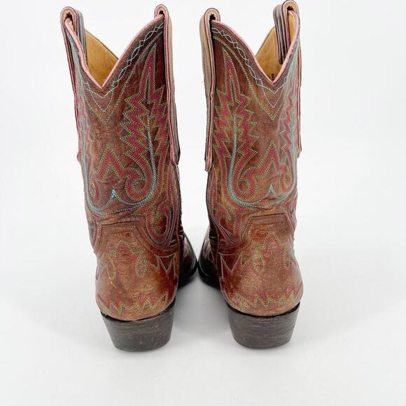 Old Gringo Brass Brown Nevada Multicolor Stitching Western Cowgirl Boot size 7.5 - Picture 7 of 10